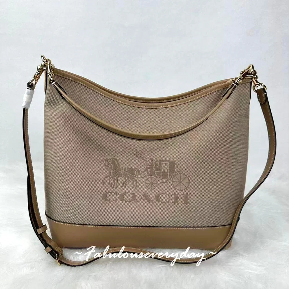 Coach Laurel Large Shoulder Bag With Horse And Carriage CAK92 Dark Natural NWT